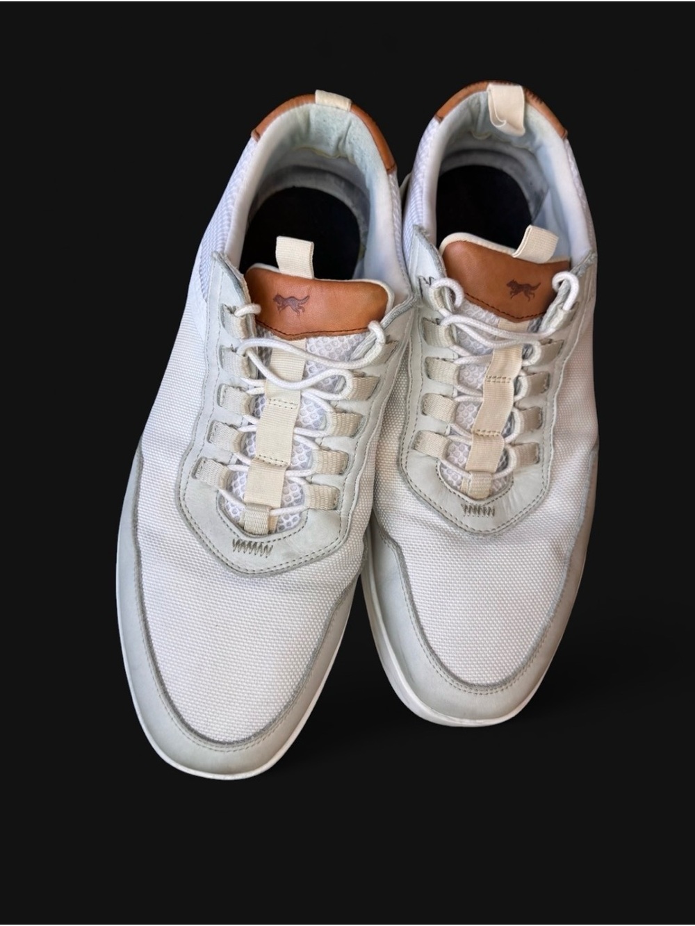 Wolf & Shepherd Lace-Up Sneakers White with Tan Accents & leather touches 10M